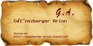 Günszberger Arion névjegykártya